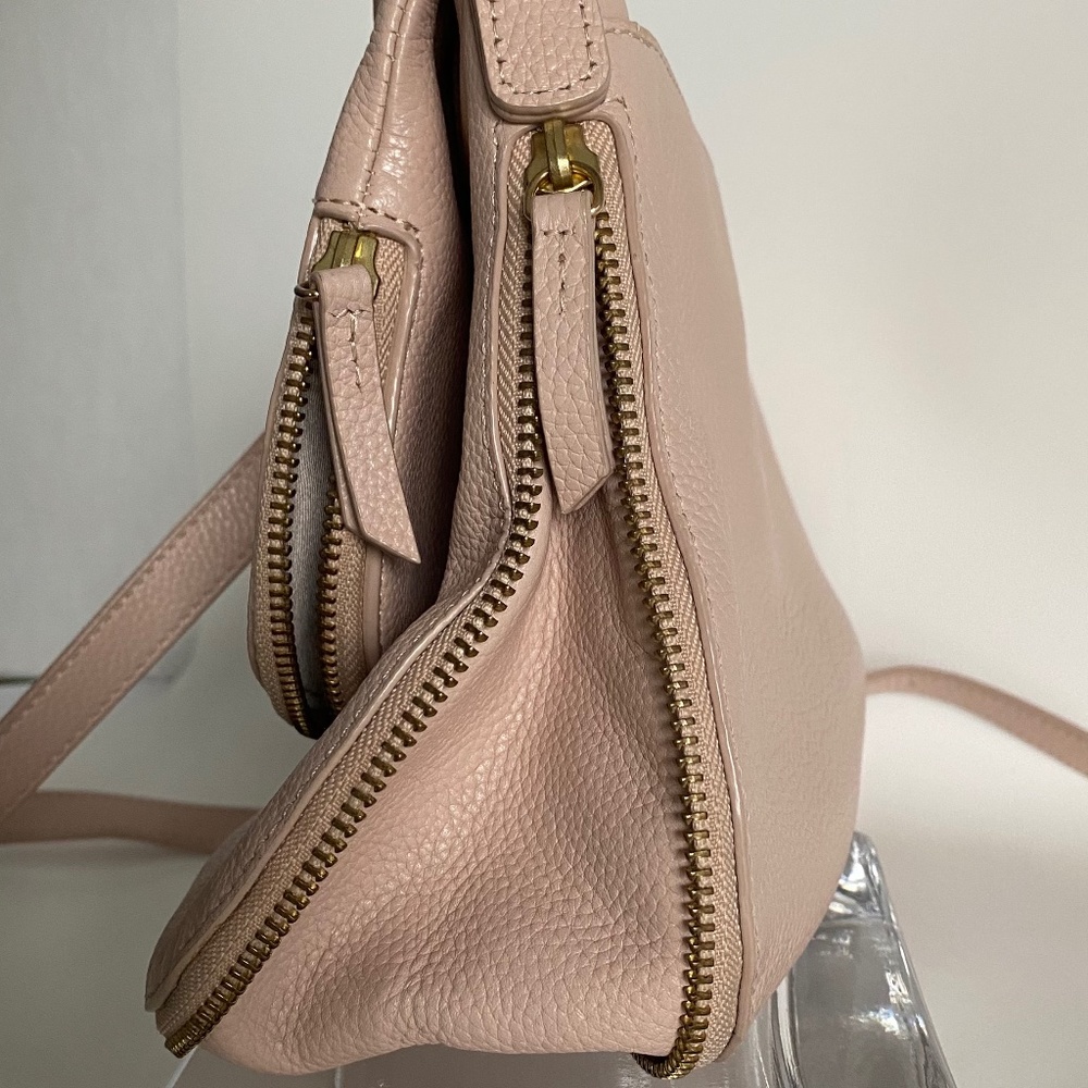 NORDSTROM Pebble Leather Double Entry CrossBody Bag Blush EUC - Picture 8 of 10